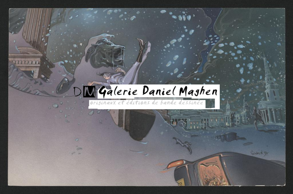 Illustration originale réalisée pour le film " Chapeau melon et bottes de cuir " de Jeremiah S. Chechik - Sylvain Despretz - Technique mixte sur papier - 5089