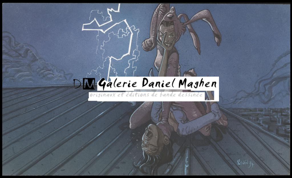 Illustration originale réalisée pour le film " Chapeau melon et bottes de cuir " de Jeremiah S. Chechik - Sylvain Despretz - Technique mixte sur papier - 5088