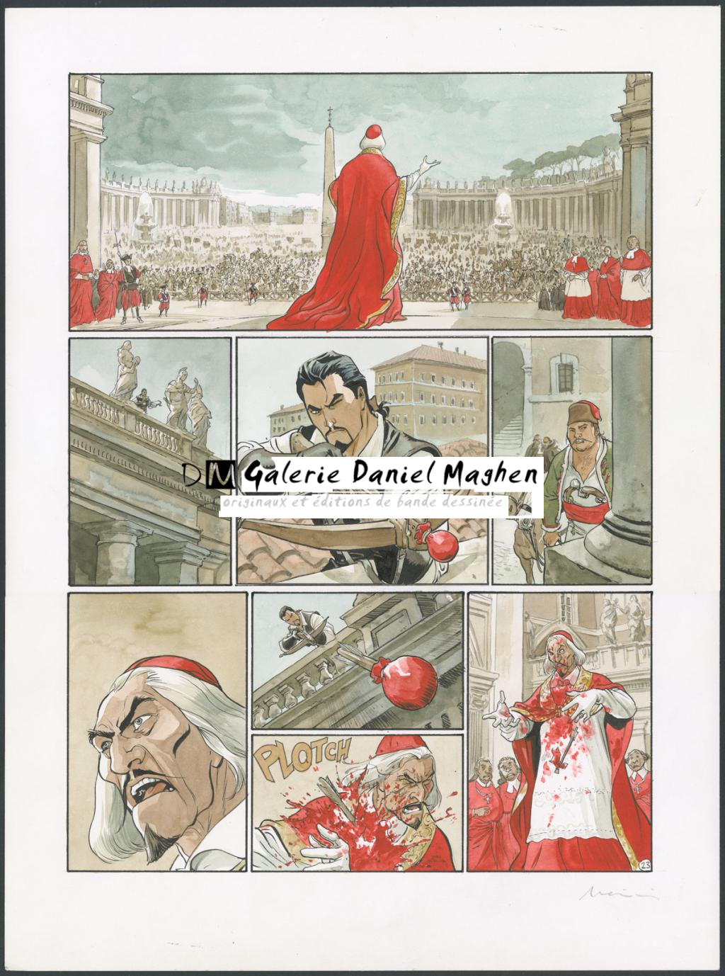 Planche originale n*23 - Enrico Marini - Encre de couleur et encre de Chine sur papier - 5815