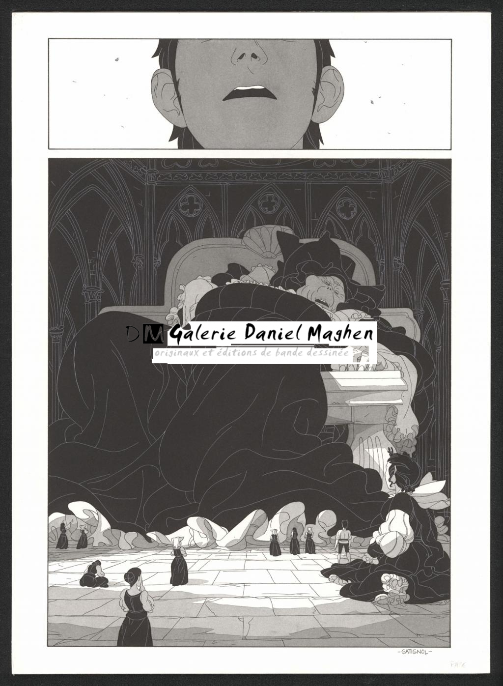 Planche originale accompagnée de sa première étape au crayon - Bertrand Gatignol - Encres noires et aquarelle sur papier - 6170