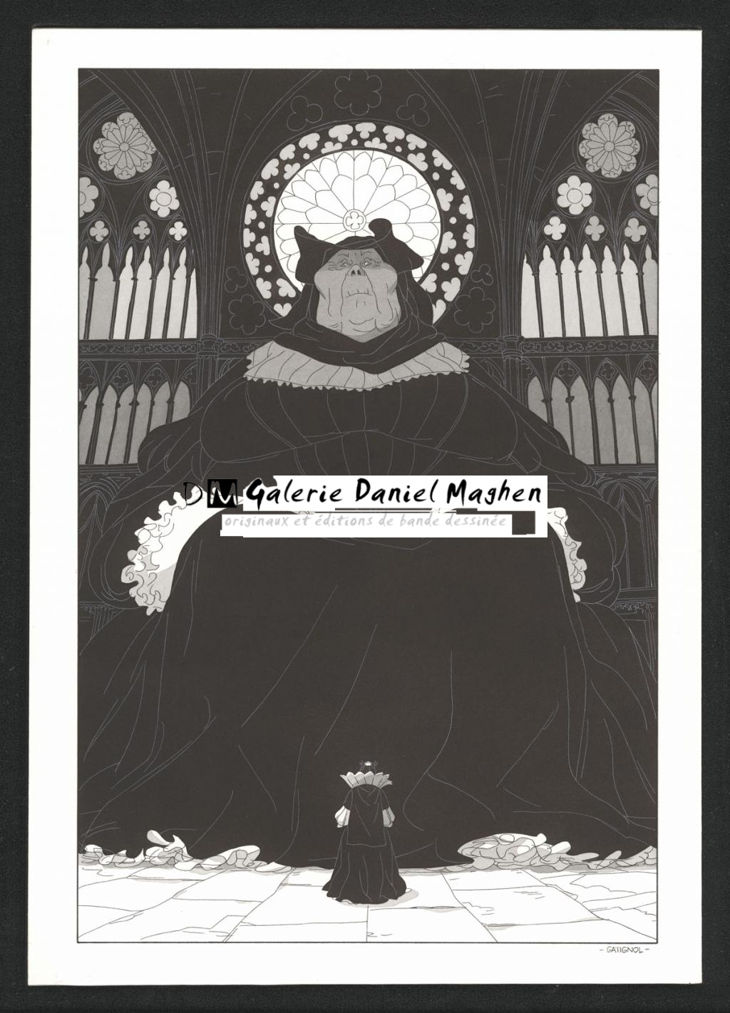 Planche originale accompagnée de sa première étape au crayon - Bertrand Gatignol - Encres noires et aquarelle sur papier - 6549