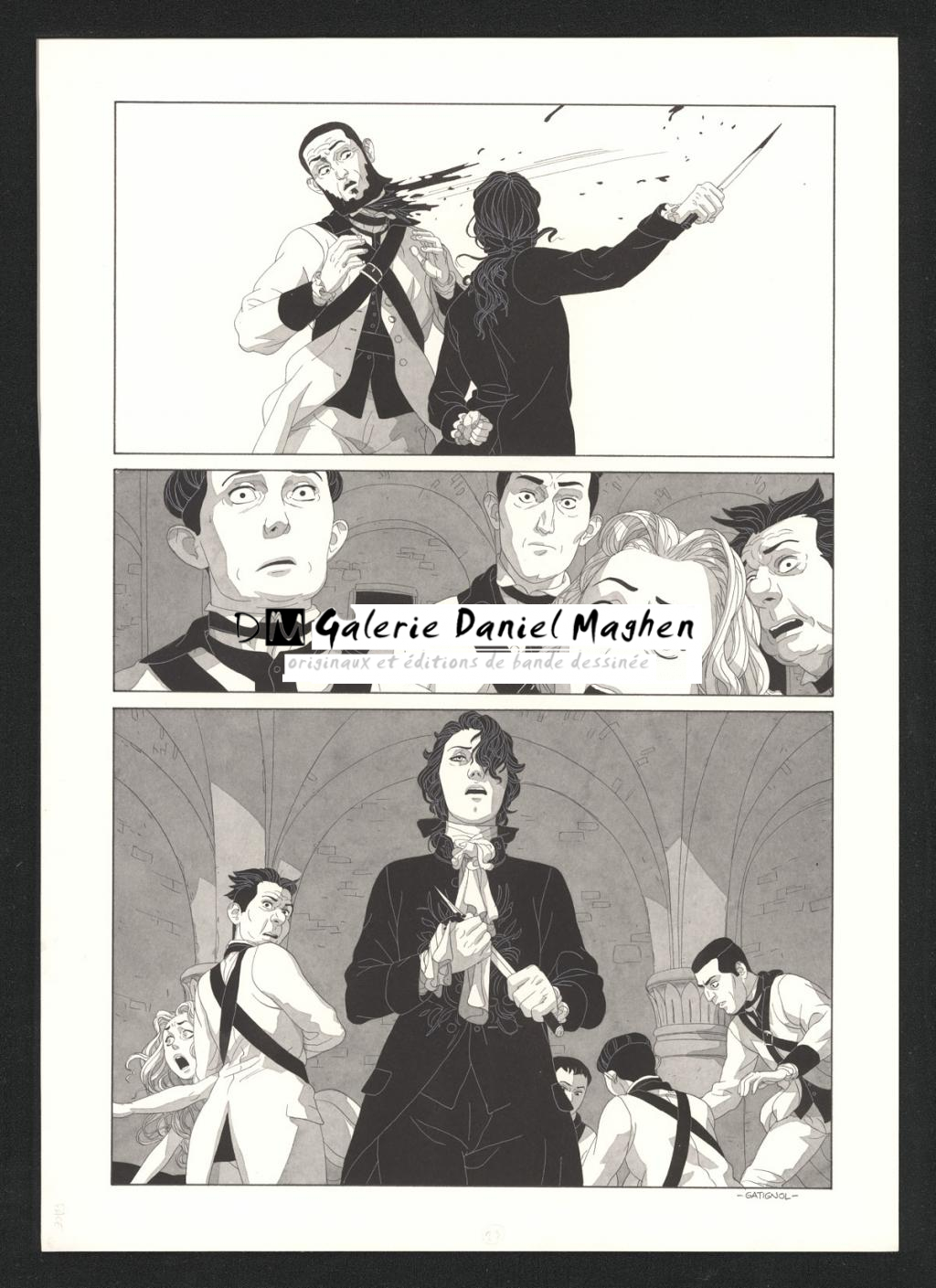 Planche originale - Bertrand Gatignol - Encres noires et aquarelle sur papier - 6163