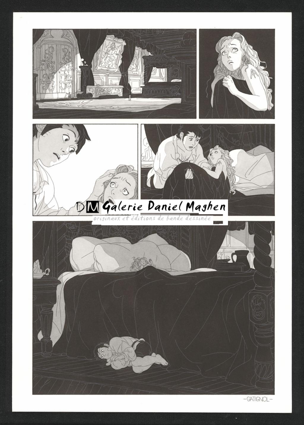 Planche originale accompagnée de sa première étape au crayon - Bertrand Gatignol - Encres noires et aquarelle sur papier - 6547