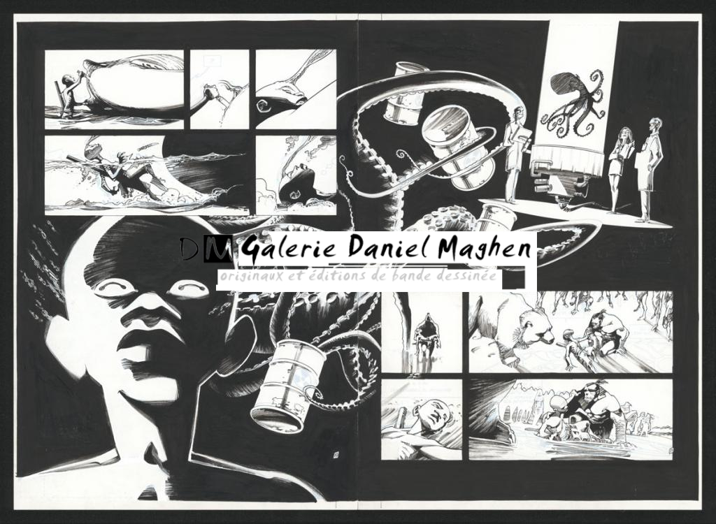 Double planche originale 10, 11 - Olivier Vatine - Encre de Chine sur papier - 29