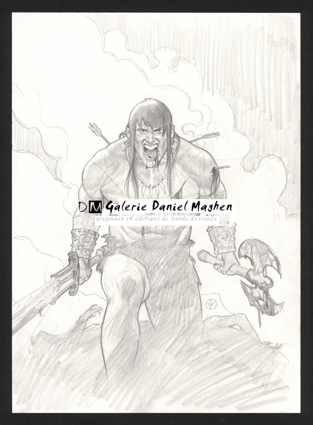 Illustration originale publié dans le Conan de Didier Cassegrain - Viktor Kalvachev - Mine de plomb sur papier - 6065