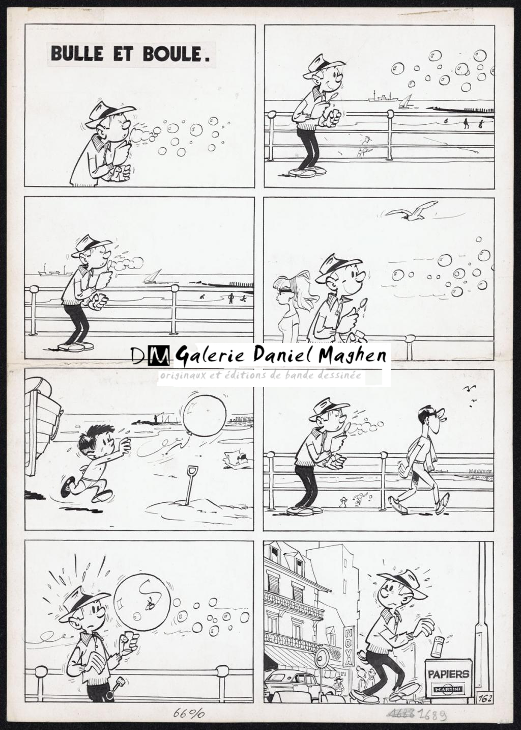 Planche originale, gag n°162 intitulé Bulle et Boule, prépubliée dans le Journal de Spirou n°1689 du 27 août 1970 - Maurice Tillieux - Encre de Chine sur papier - 4411