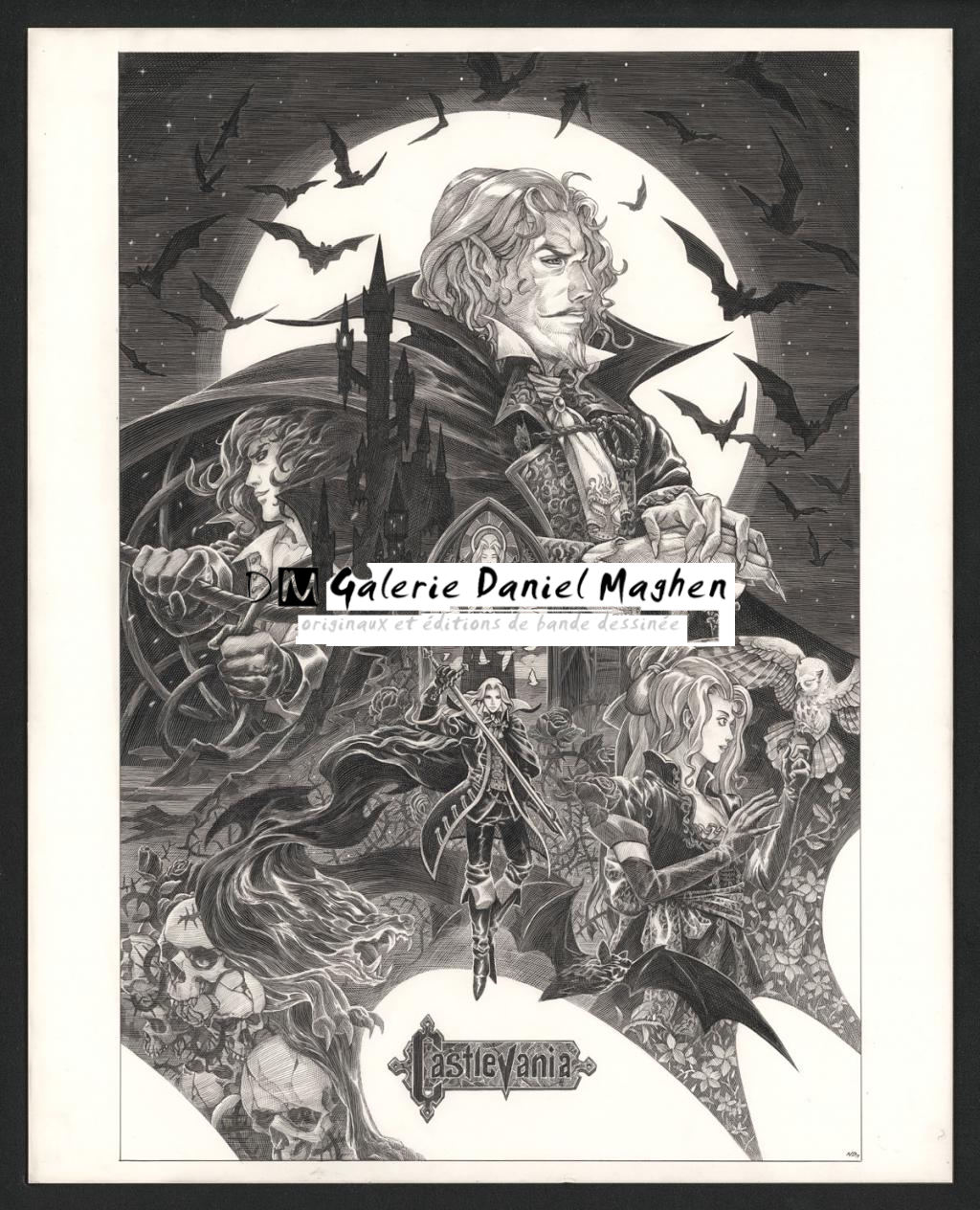 Illustration originale d'après le jeux vidéo "Castlevania" intitulée " Symphony of the Night" - Nicolas Delort - Carte à gratter - 5126