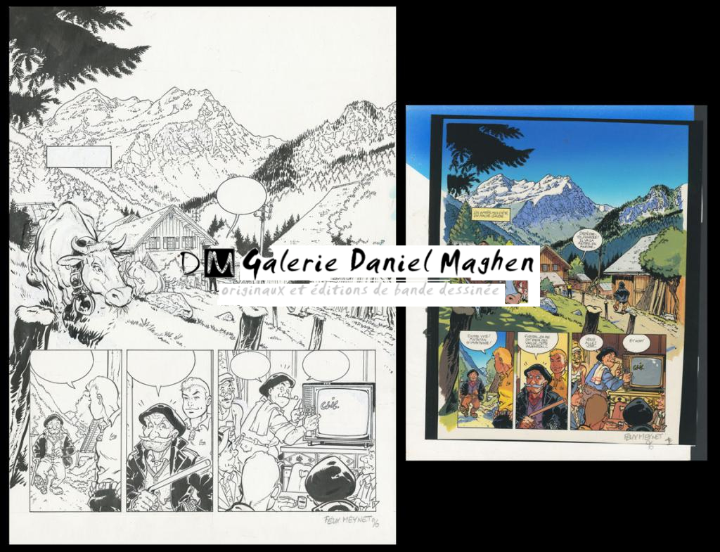 Planche originale n°1
avec sa mise en couleur - Félix Meynet - Encre de Chine sur papier - 5154