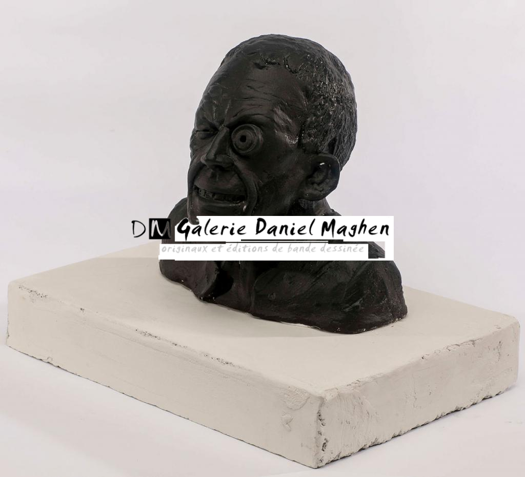 Les Aiguilleurs, bronze sur demande - Jean-Marc Rochette - Peinture à l'huile sur terre crue, socle en ciment - 4529