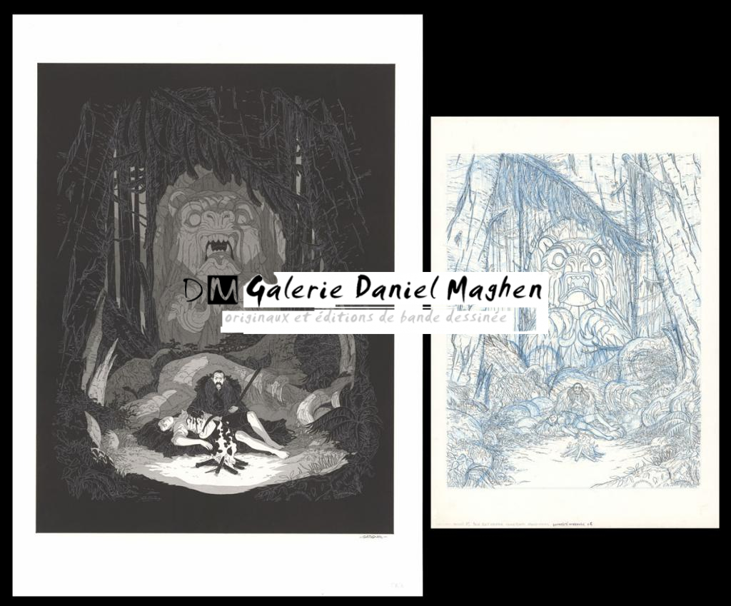 Couverture originale avec son étape préparatoire - Bertrand Gatignol - Encres noires et aquarelle sur papier - 6560