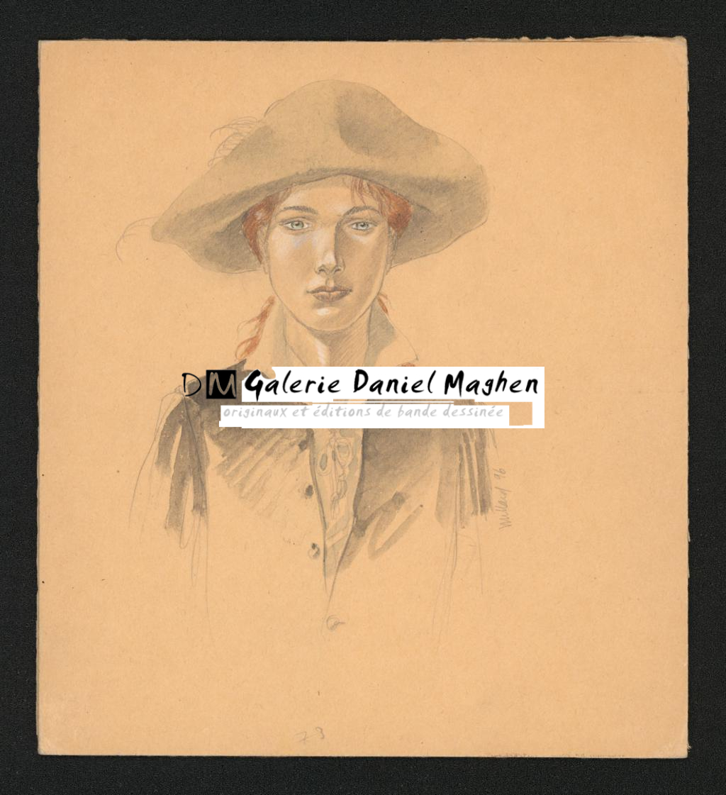 Illustration originale réalisée en 1996 - André Juillard - Crayon, crayons de couleur et aquarelle sur carton - 6230