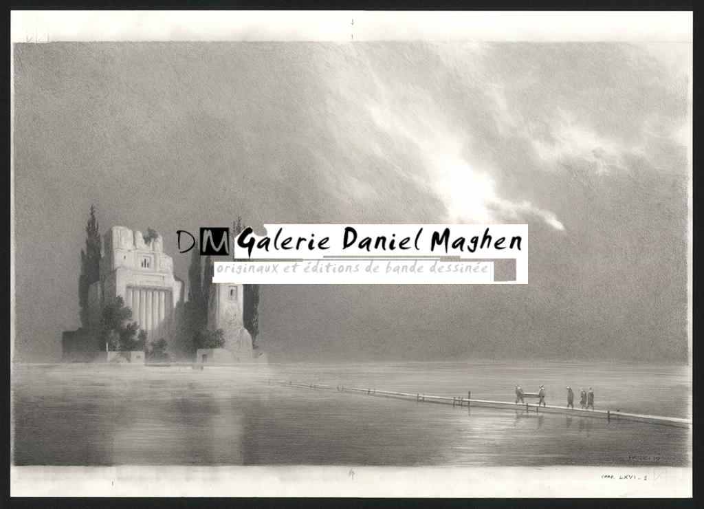 L'île, illustration originale, 2019 - Paul & Gaëtan Brizzi - Crayon de cire sur papier - 6480