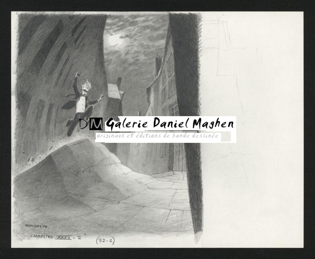 Le Trottoir se rebiffe, illustration originale,chapitre 32, 2019 - Paul & Gaëtan Brizzi - Crayon de cire sur papier - 6321