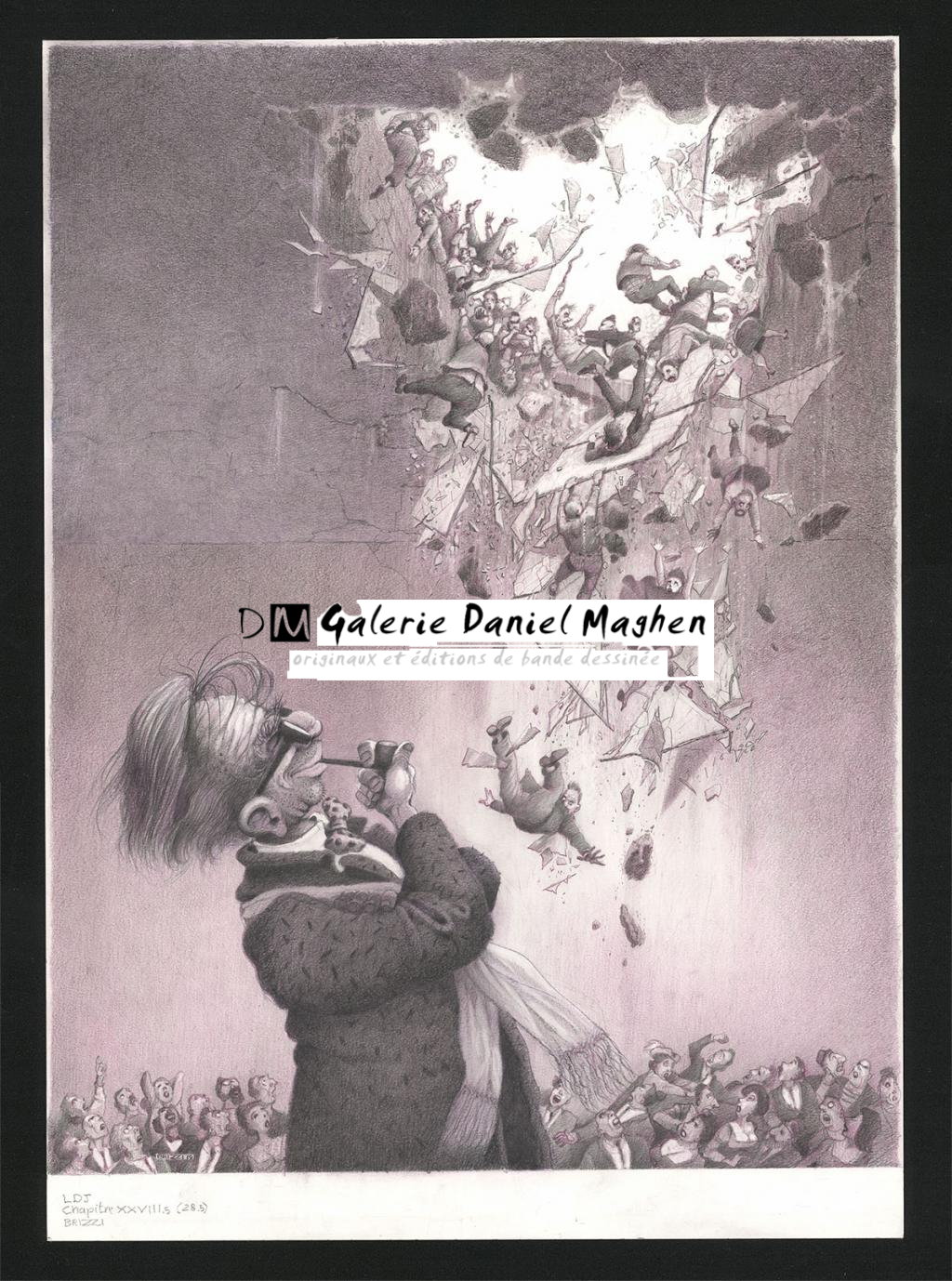 L'Écroulement, illustration originale, chapitre 28, 2019 - Paul & Gaëtan Brizzi - Crayon de cire sur papier - 6473