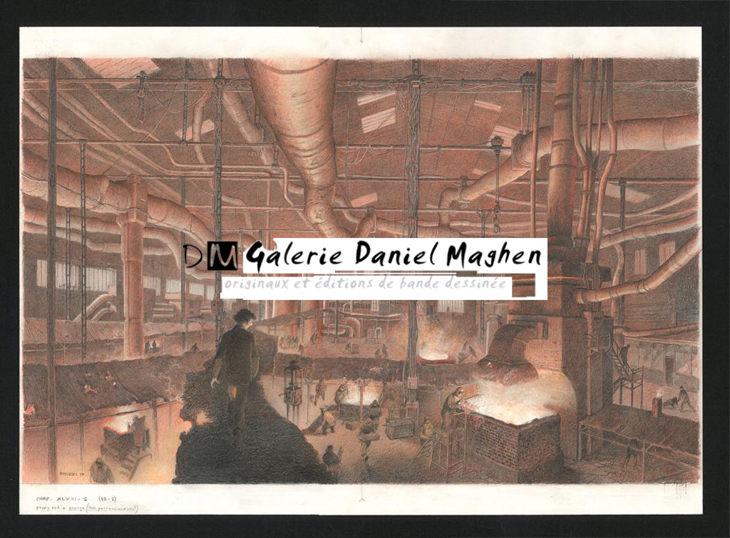 A l'usine, Illustration originale, chapitre 48, 2019 - Paul & Gaëtan Brizzi - Crayon de cire sur papier - 6317