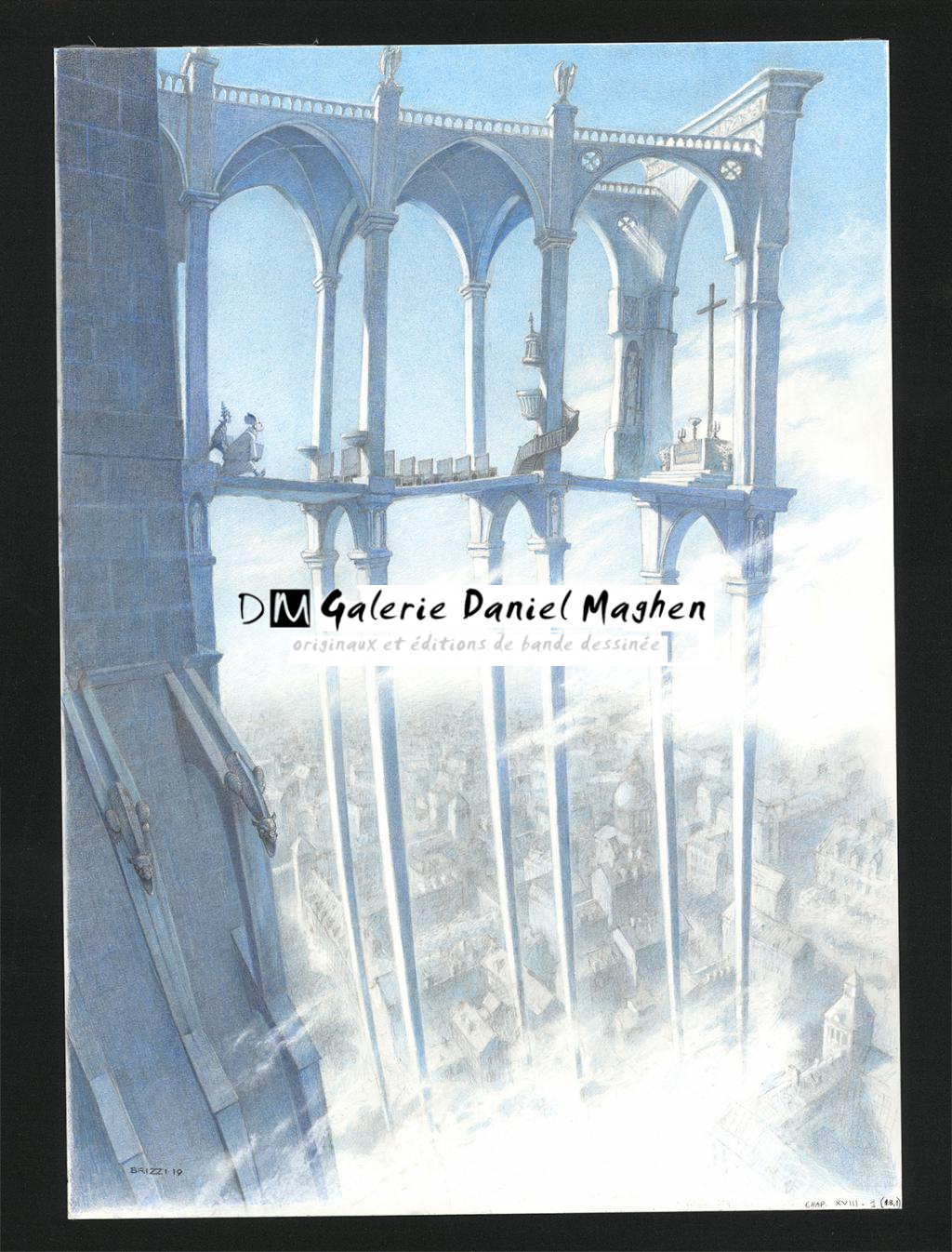 L'Église sur échasses, illustration originale, chapitre 18, 2019 - Paul & Gaëtan Brizzi - Crayon de cire sur papier - 6316