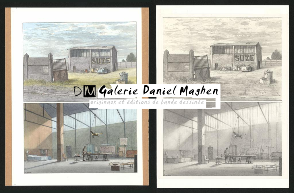 Planche originale n°18 et sa première étape noir et blanc (page 22) - Paul & Gaëtan Brizzi - Aquarelle et crayon de cire sur papier Arches - 6463