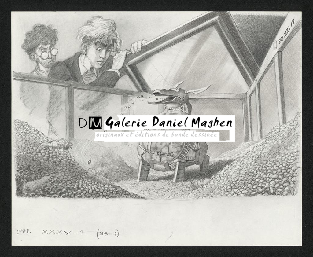 Le Lapin mécanique, illustration originale, chapitre 35, 2019 - Paul & Gaëtan Brizzi - Crayon de cire sur papier - 6373