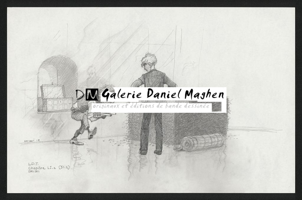 L'homme aux cylindres, Illustration originale, chapitre 51, 2019 - Paul & Gaëtan Brizzi - Crayon de cire sur papier - 6368