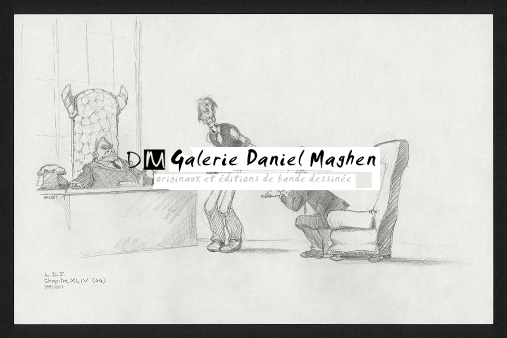 Entretien d'embauche, Illustration originale, chapitre 44, 2019 - Paul & Gaëtan Brizzi - Crayon de cire sur papier - 6367