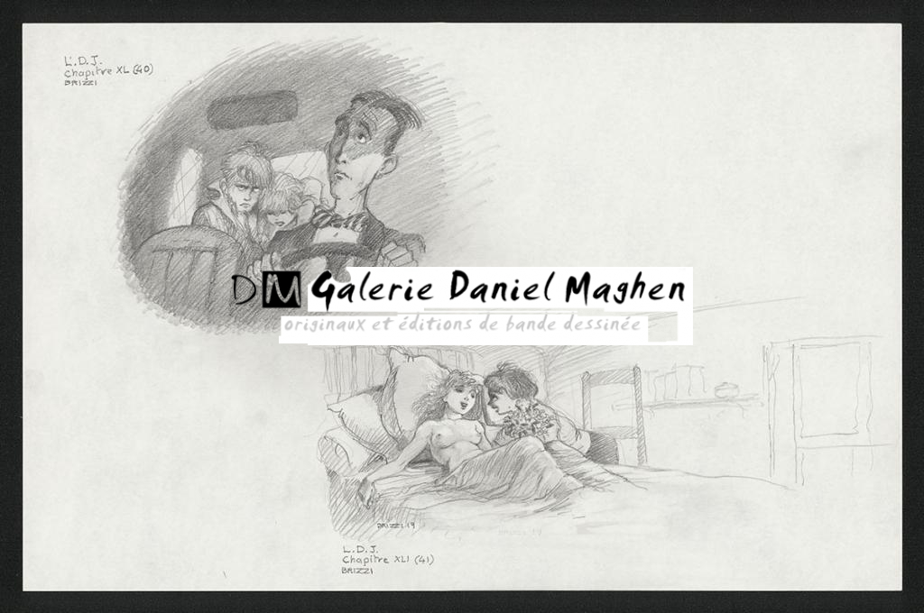 Nicolas au volant & Alise visite Chloé, Illustrations originales, chapitre 40-41, 2019 - Paul & Gaëtan Brizzi - Crayon de cire sur papier - 6366