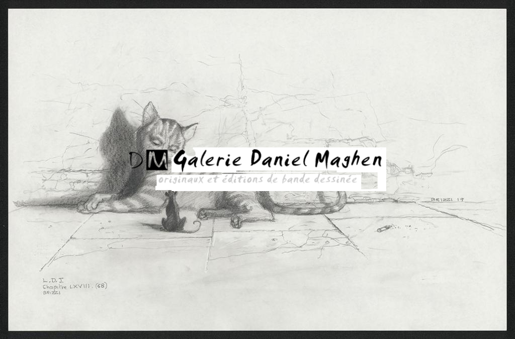 Le chat et la souris, Illustration originale, chapitre 68, 2019 - Paul & Gaëtan Brizzi - Crayon de cire sur papier - 6359