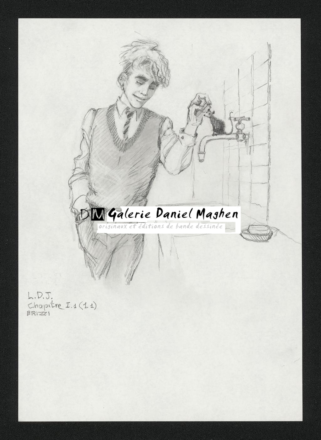 Colin et la souris, illustration originale, chapitre 1, 2019 - Paul & Gaëtan Brizzi - Crayon de cire sur papier - 6351