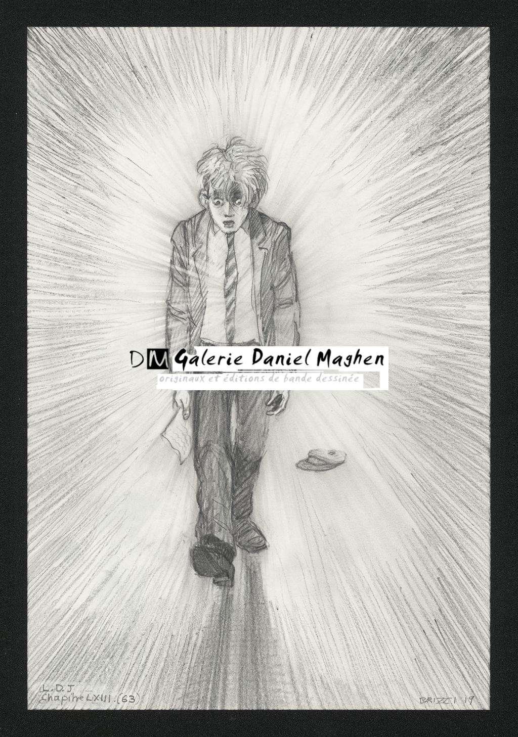 Colin réalise que Chloé va mourir, Illustration originale, chapitre 63, 2019 - Paul & Gaëtan Brizzi - Crayon de cire sur papier - 6350