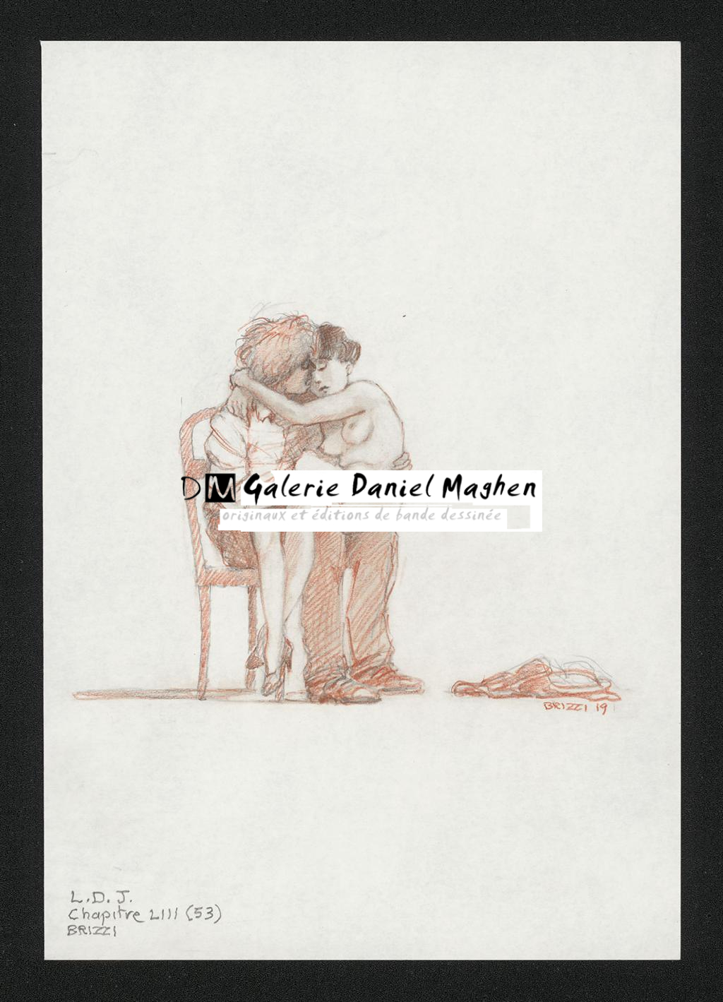 Alise nue, Illustration originale, chapitre 53, 2019 - Paul & Gaëtan Brizzi - Crayon de cire sur papier - 6347