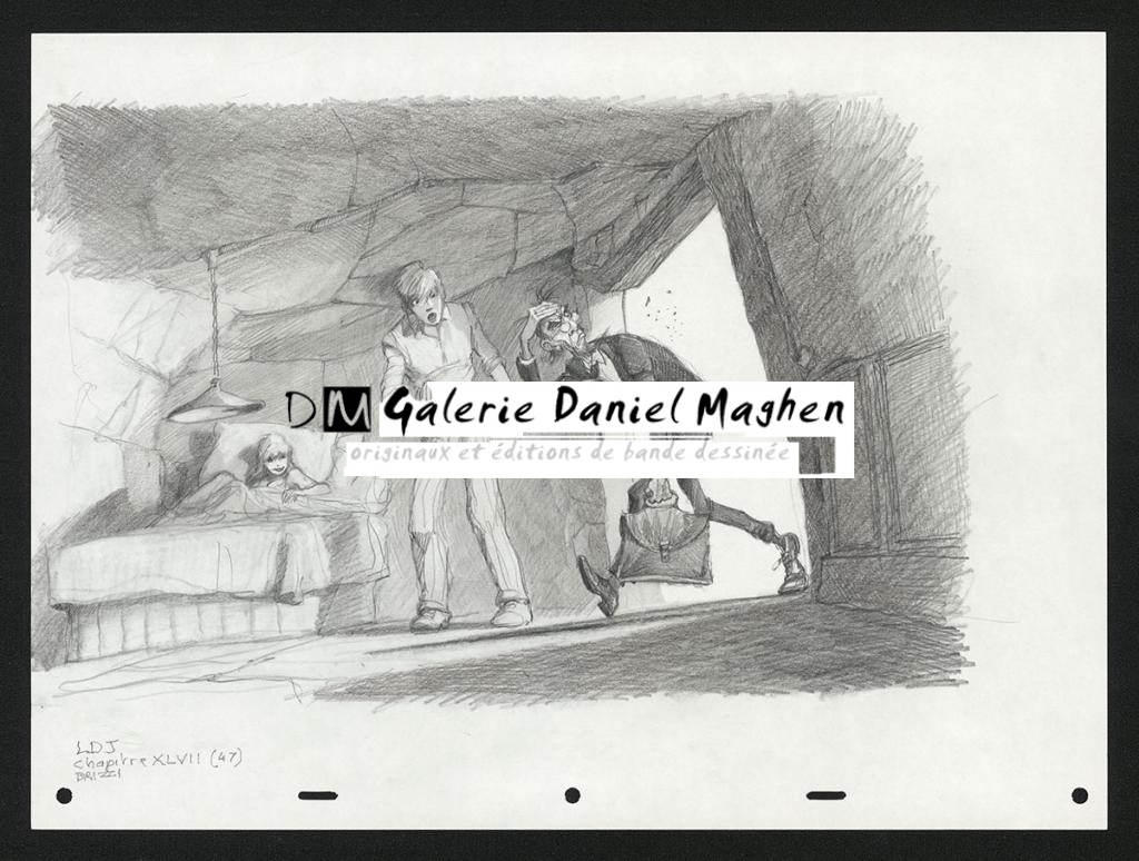 Mangemanche s'est cogné, Illustration originale, chapitre 59, 2019 - Paul & Gaëtan Brizzi - Crayon de cire sur papier - 6345