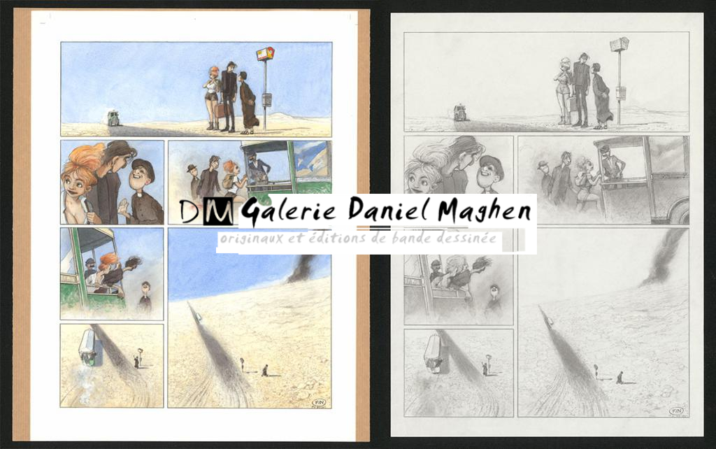 Planche originale n°112 et sa première étape en noir et blanc (page 116) - Paul & Gaëtan Brizzi - Aquarelle et crayon de cire sur papier Arches - 6334