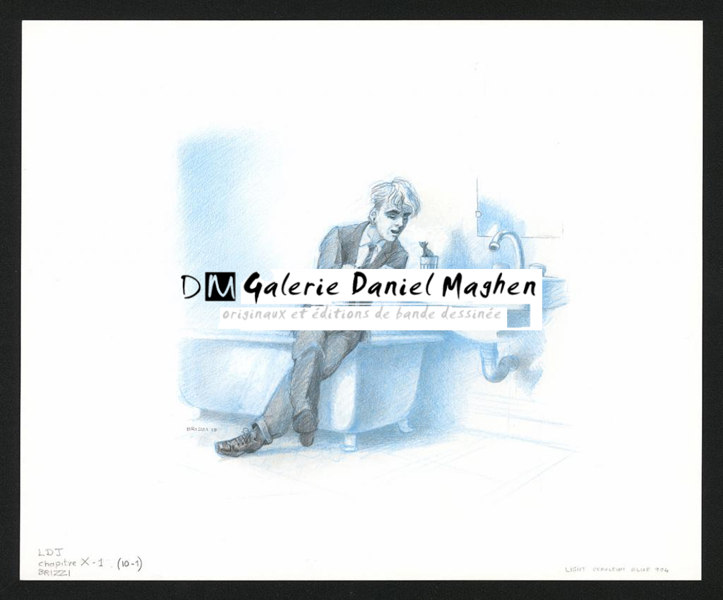 Discussion avec la souris, illustration originale, chapitre 10, 2019 - Paul & Gaëtan Brizzi - Crayon de cire sur papier - 6279