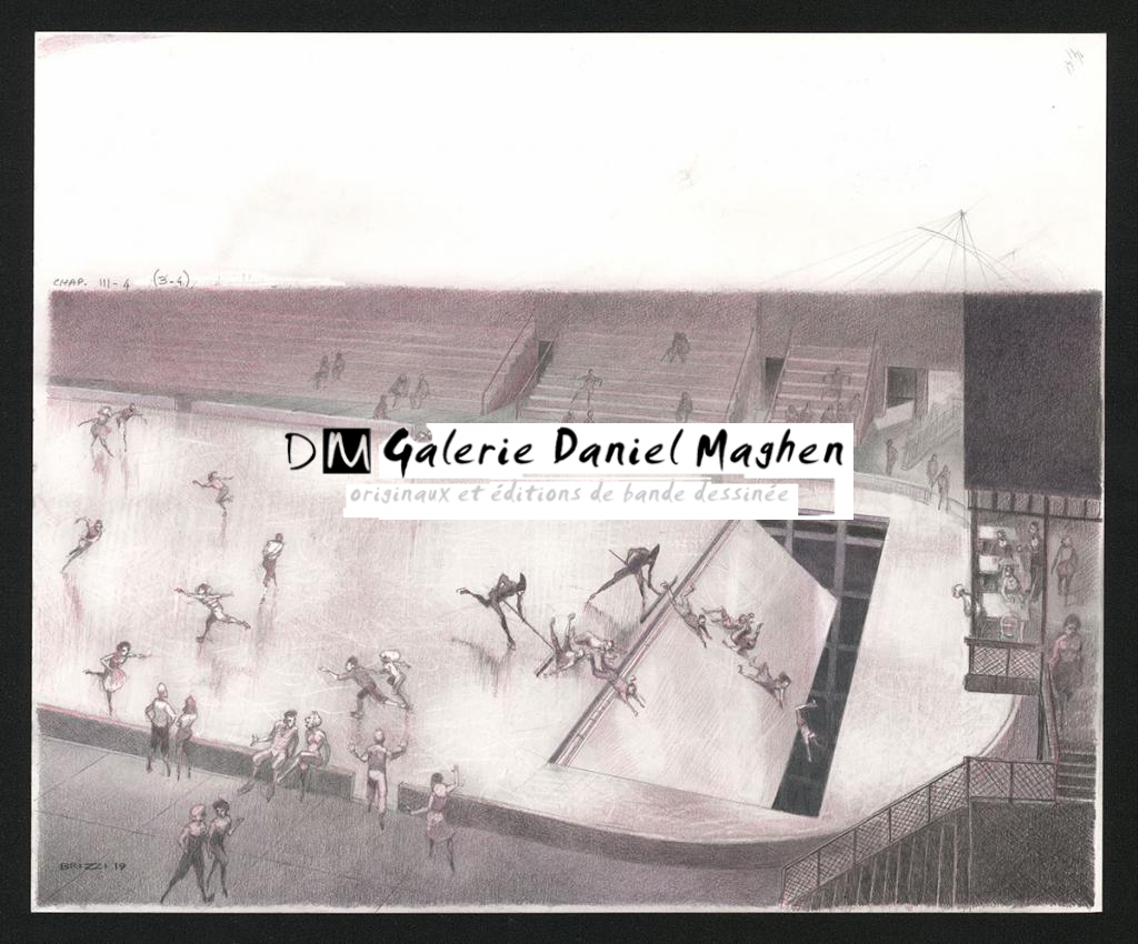 Le Trou à raclure, illustration originale, chapitre 3, 2019 - Paul & Gaëtan Brizzi - Crayon de cire sur papier - 6280