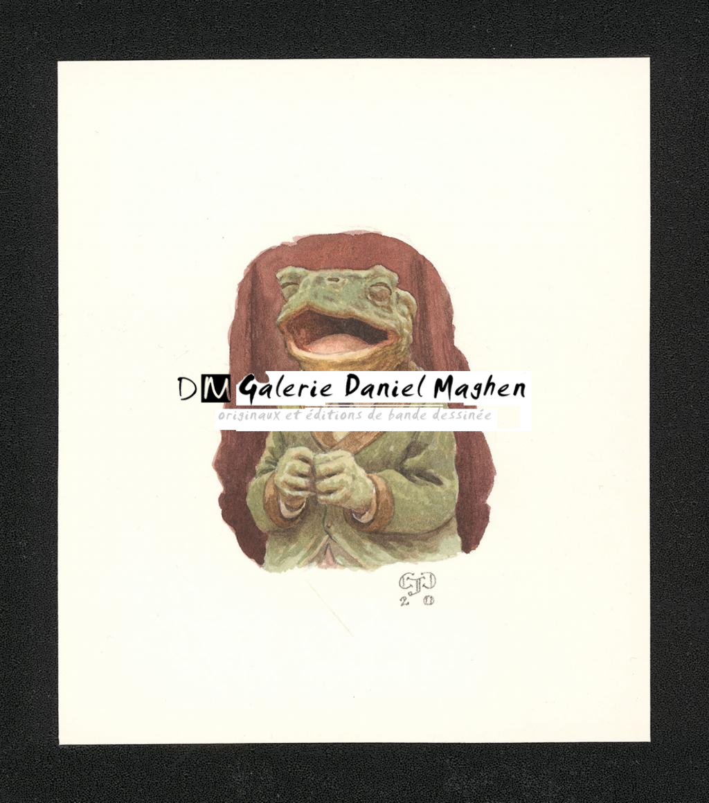 Illustration originale intitulée "Toad singing" (Crapaud chantant) - Christopher Dunn - Aquarelle sur papier - 5501