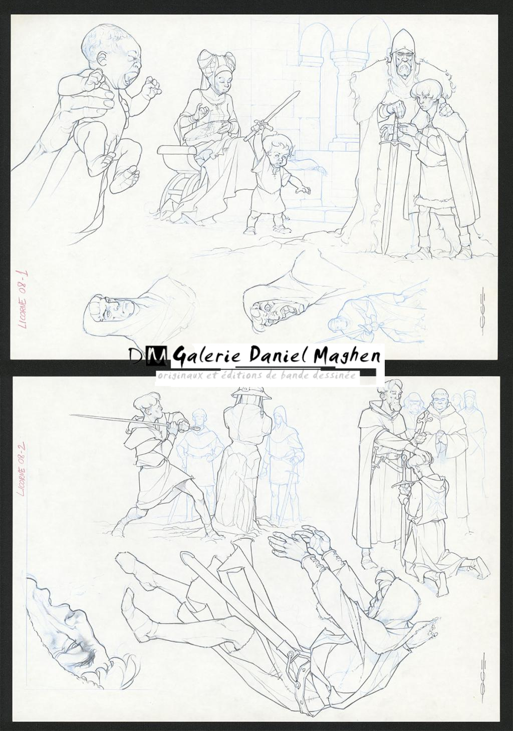 Planche originale ( strips pas dans le bon ordre ) - Guillermo Gonzalez - Mine de plomb et crayons de couleur  sur papier - 5472