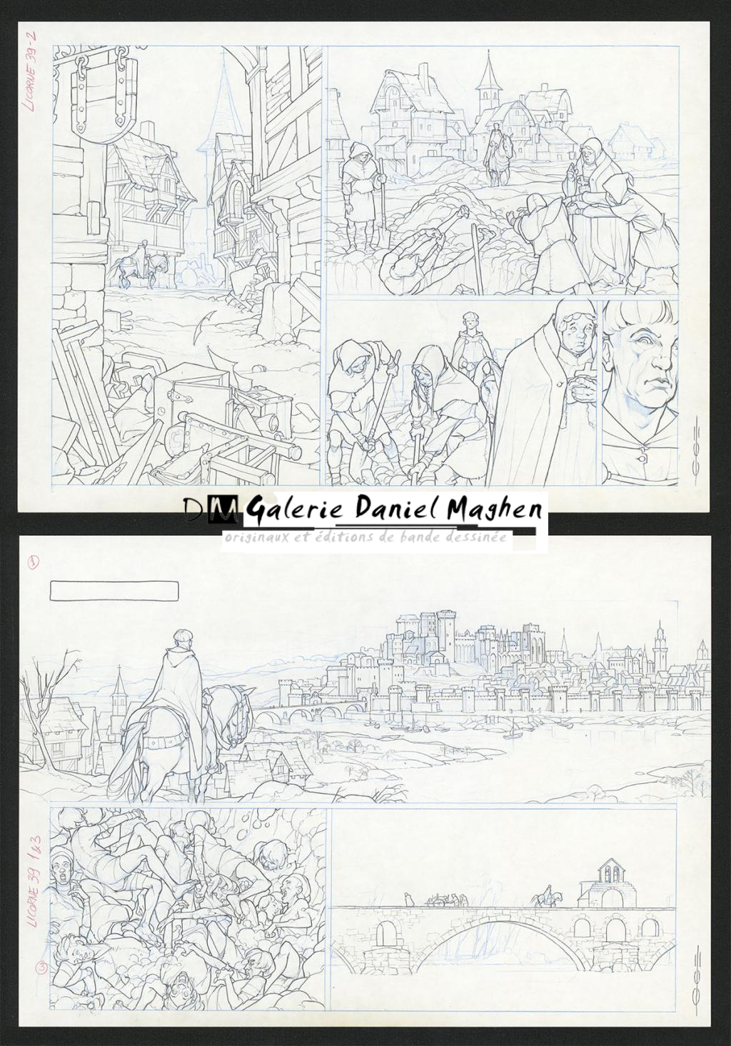 Planche originale  ( strips pas dans le bon ordre ) - Guillermo Gonzalez - Mine de plomb et crayons de couleur  sur papier - 5452