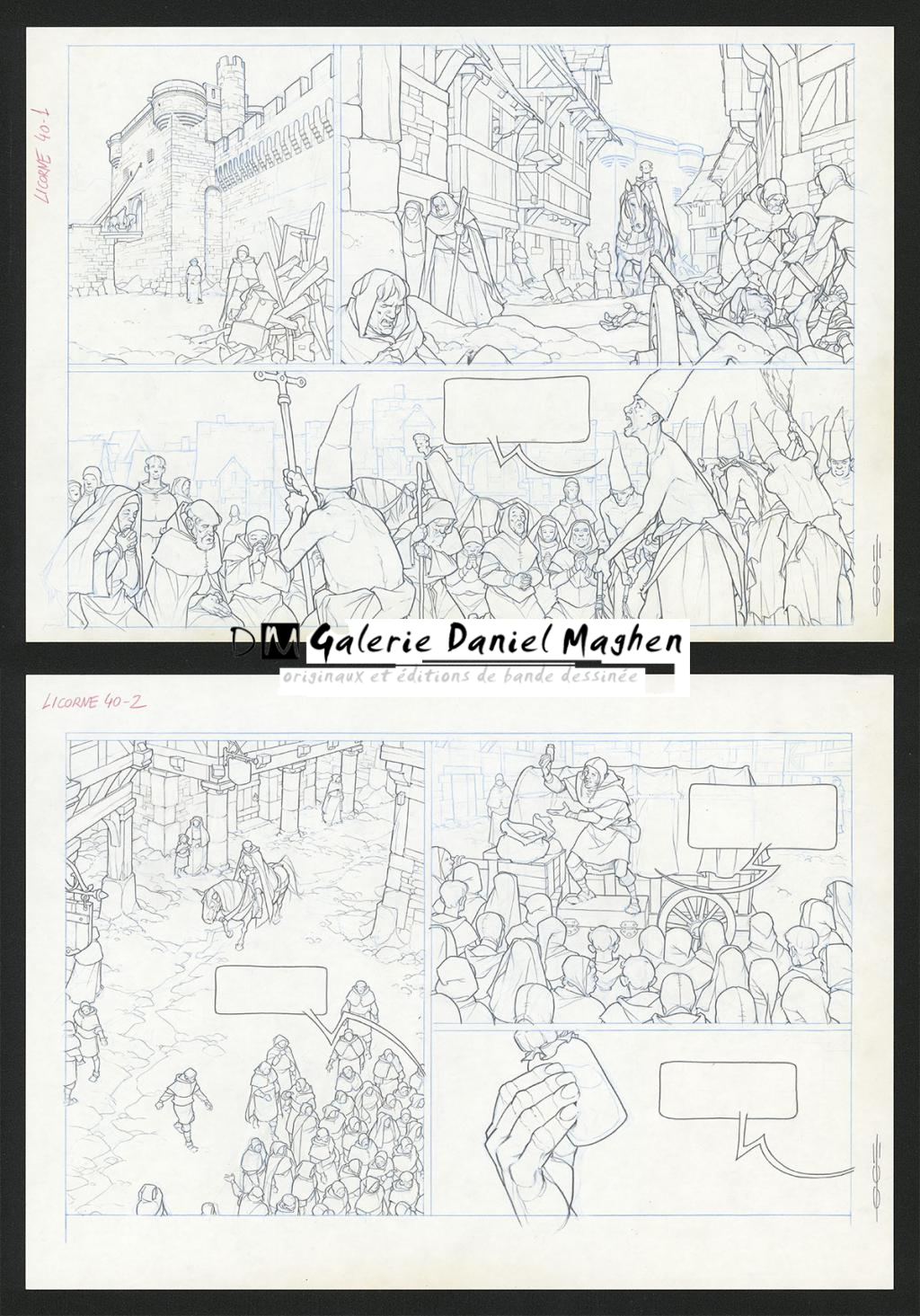 Planche originale  ( strips pas dans le bon ordre ) - Guillermo Gonzalez - Mine de plomb et crayons de couleur  sur papier - 5453