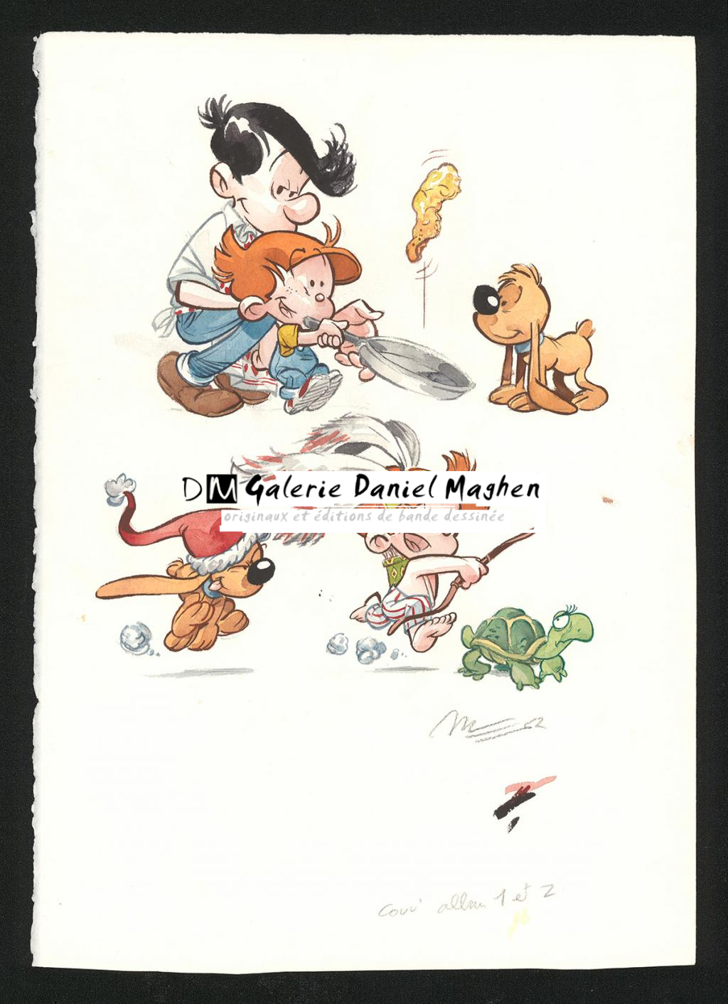 Couvertures originales du tome 1 et du tome 2 de la série P'tit Boule - José Luis Munuera - Aquarelle sur papier - 5195