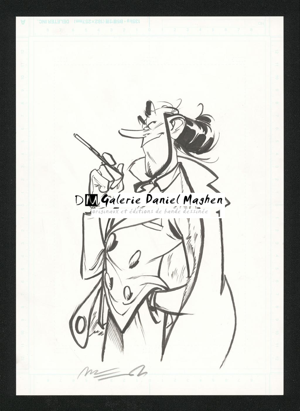 Illustration originale pour un ex-libris - José Luis Munuera - Encre de Chine sur papier - 5531