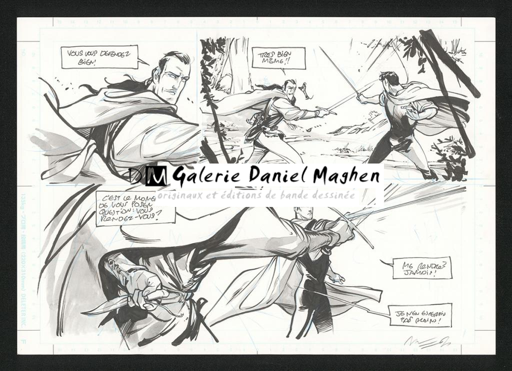 Demi-planche originale - José Luis Munuera - Encre de Chine et lavis sur papier - 5535