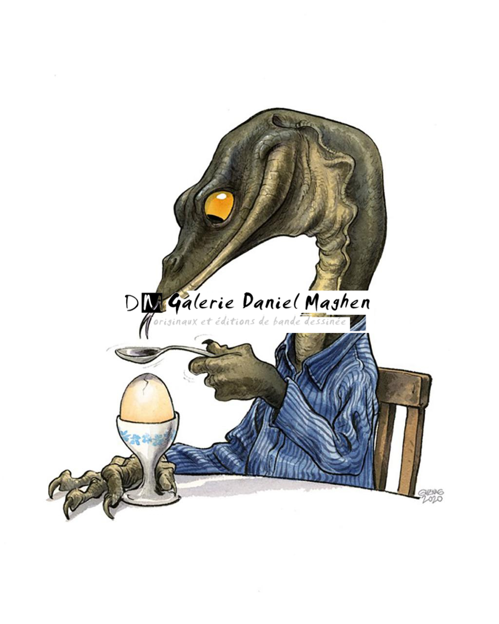 Illustration originale, 
Breggfast - Guznag - Encres acryliques sur papier aquarelle - 5658