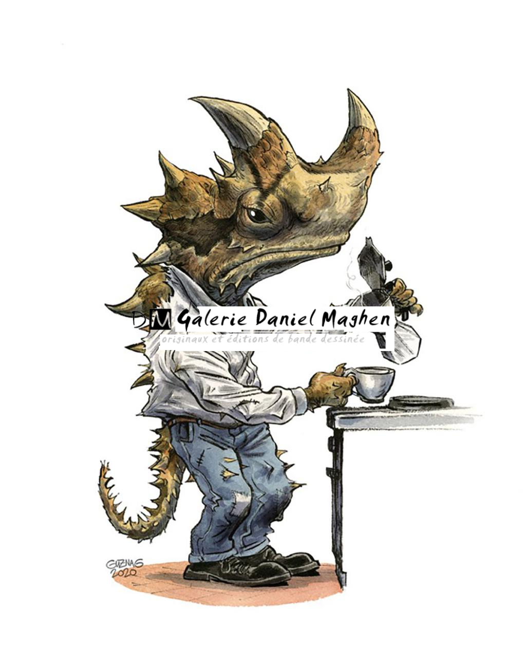 Illustration originale, 
I gotta feeling that today's gonna be a good, good day - Guznag - Encres acryliques sur papier aquarelle - 5657