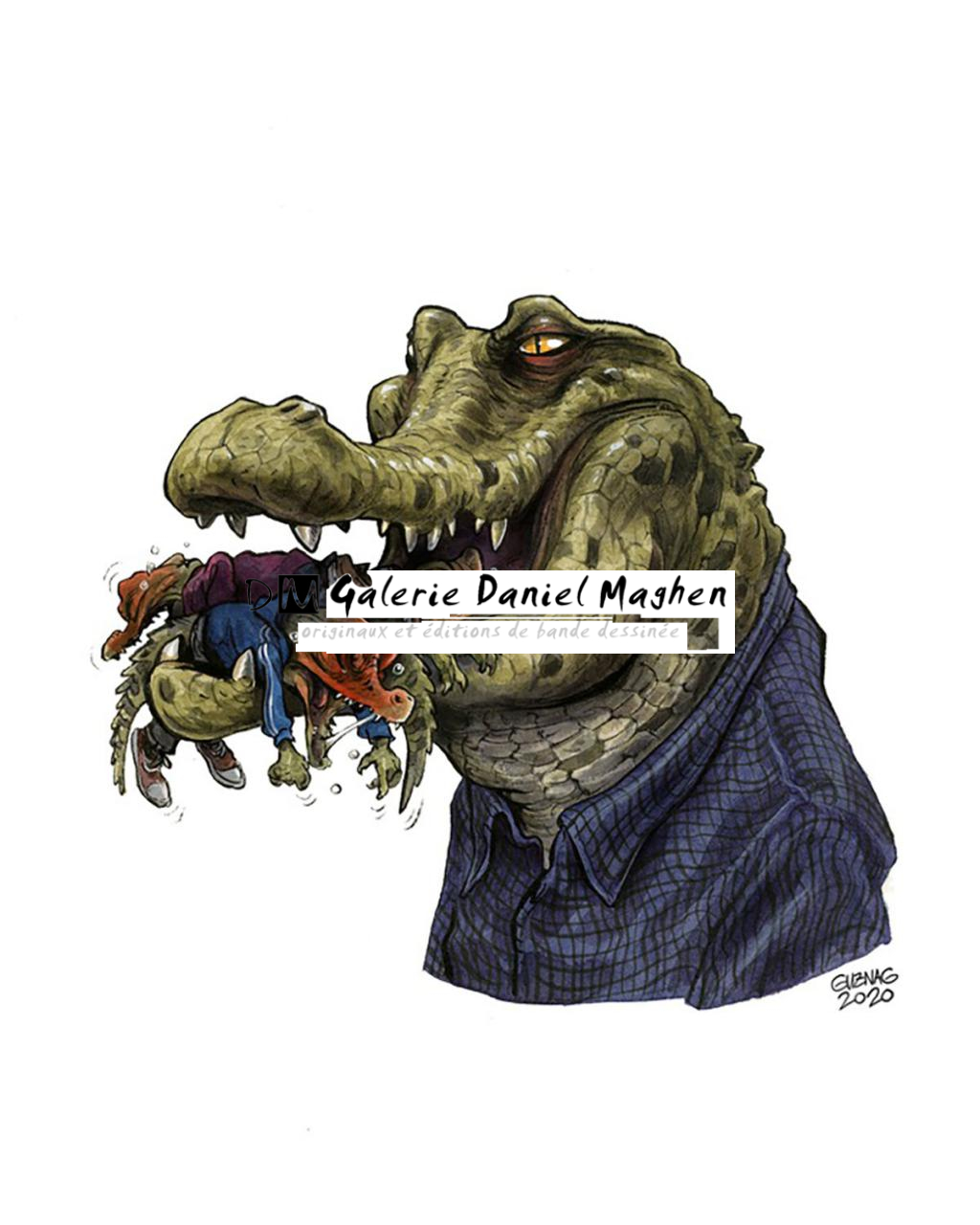 Illustration originale, 
bedtime - Guznag - Encres acryliques sur papier aquarelle - 5656