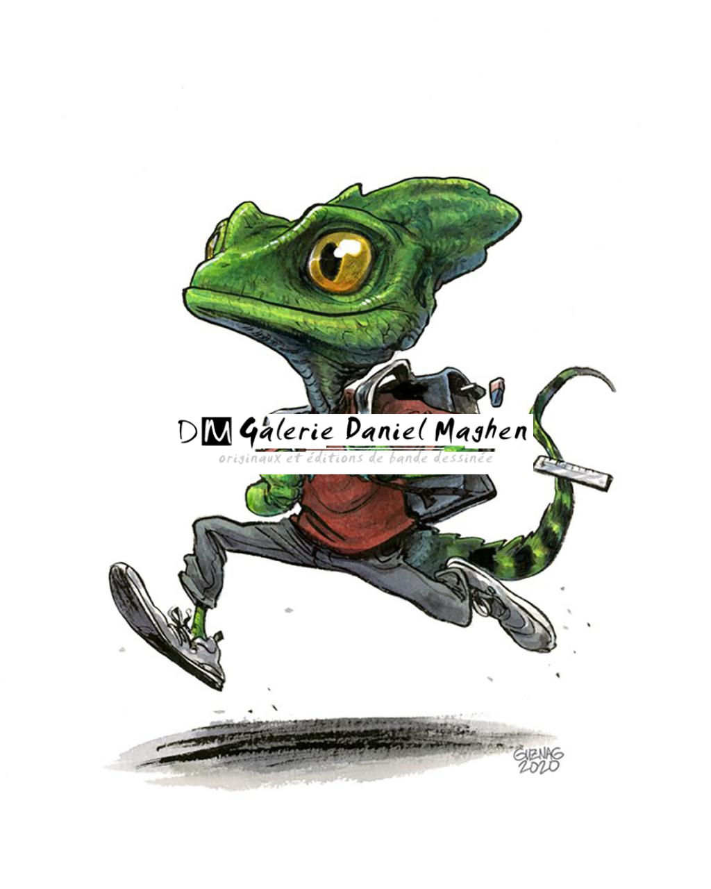 Illustration originale, 
Basilic - Guznag - Encres acryliques sur papier aquarelle - 5666