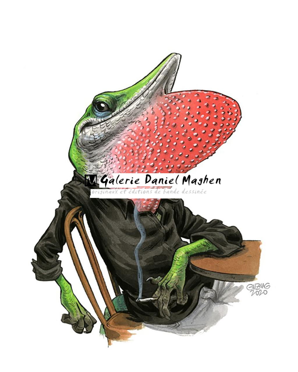 Illustration originale, 
The seducer - Guznag - Encres acryliques sur papier aquarelle - 5669