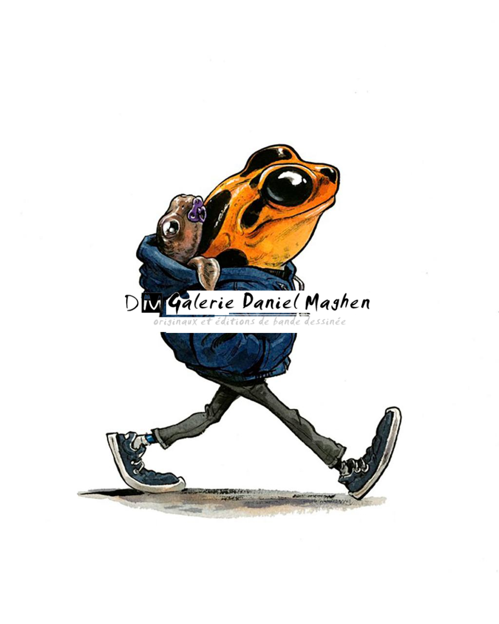 Illustration originale, capuche - Guznag - Encres acryliques sur papier aquarelle - 5655