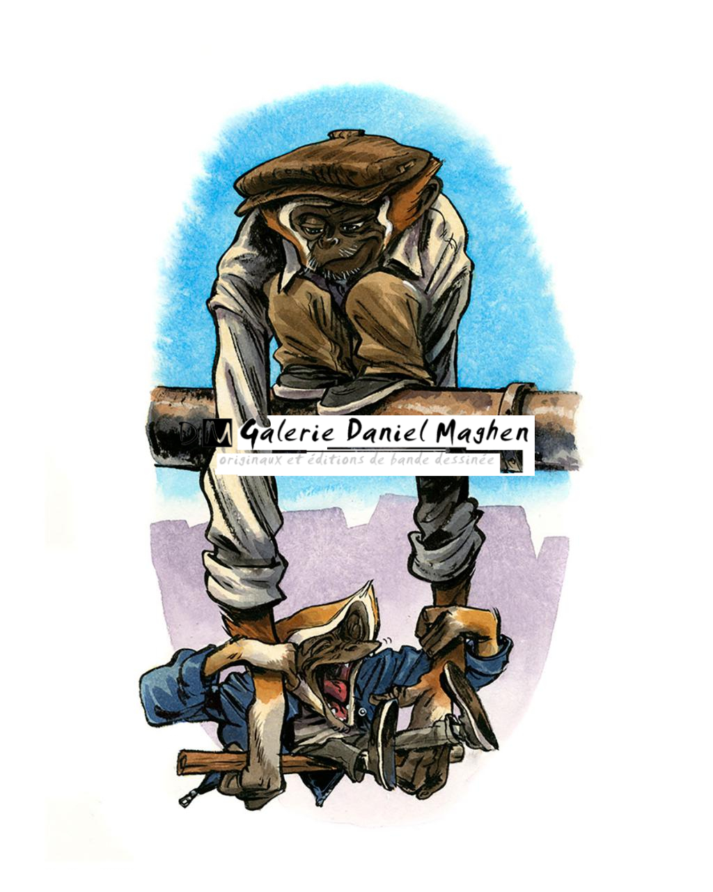 Illustration originale - Swing - Guznag - Encres acryliques sur papier aquarelle - 5651