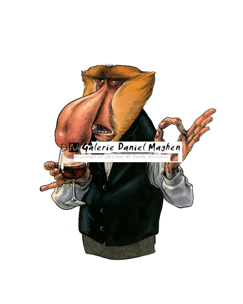 Illustration originale - The oenologist - Guznag - Encres acryliques sur papier aquarelle - 5649