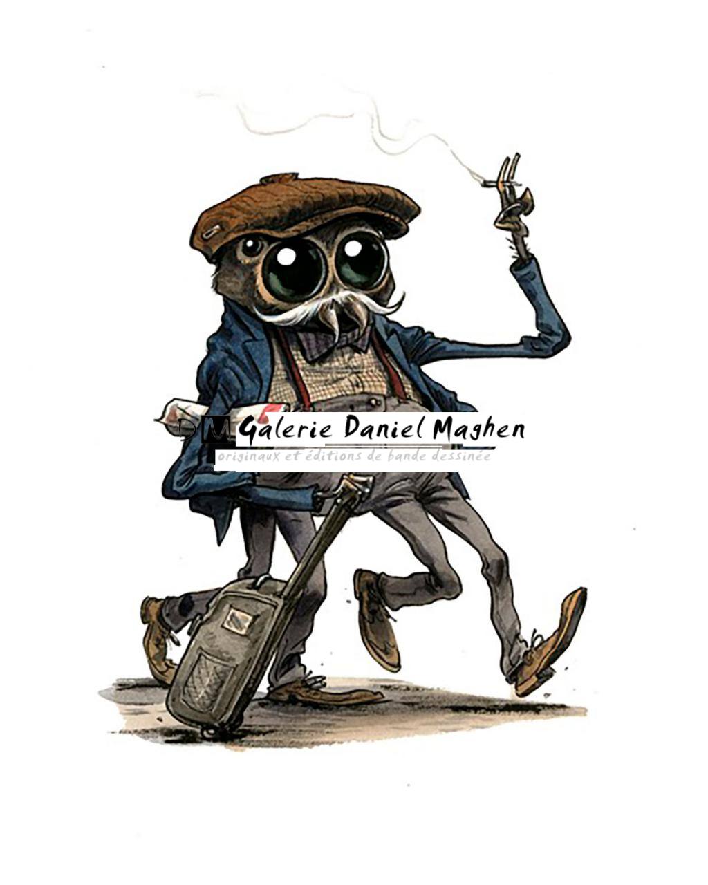 Illustration originale - Taxi - Guznag - Encres acryliques sur papier aquarelle - 5684