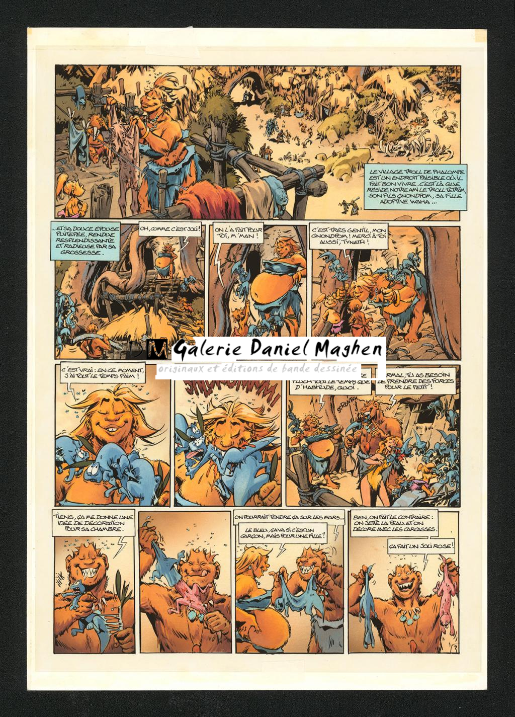 Mise en couleur originale réalisée par Claude Guth, de la planche n°3, accompagnée de son rhodoïde - Jean-Louis Mourier - Gouache et encre de couleur sur papier - 5335